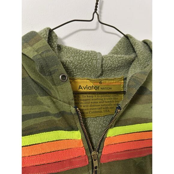 Aviator Nation Kids Rainbow Camo Full Zip Hoodie Boys Size 6 Soft Fleece Surf - Picture 4 of 9